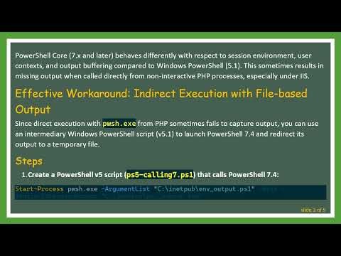 Running PowerShell 7.4 Scripts from PHP shell_exec on Windows Server