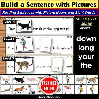 Build a Sentence with Picture Nouns and Sight Words FIRST GRADE Special Ed #14