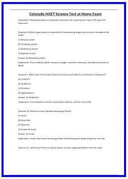 Colorado HiSET Science Test at Home Exam 636x882