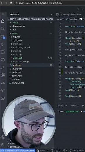Overleaf to GitHub Codespaces (VS Code) in under 1 minute