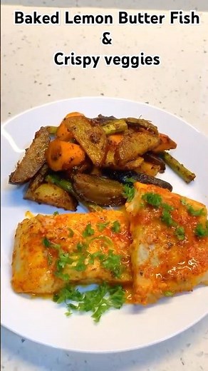 Baked Lemon Butter Fish & Crispy Veggies
