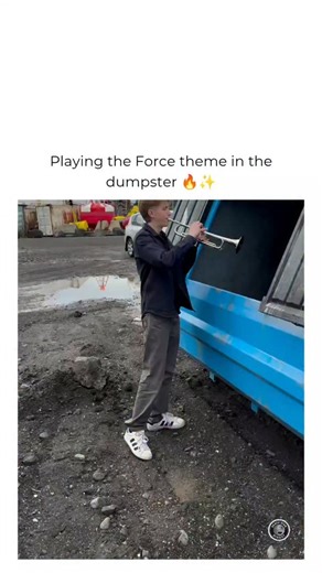 Death Star Digest™ | Star Wars Memes, News, & Clips on Instagram: "The force theme hits different in the dumpster Follow @deathstardigest for more! This captivating video showcases a skilled musician delivering a powerful Star Wars Force Theme trumpet performance, bringing the emotional depth of John Williams’ iconic Force Theme to life through a stunning brass instrument cover. Whether played on a trumpet or a similar brass instrument, the performance is undeniably impressive, featuring rich to