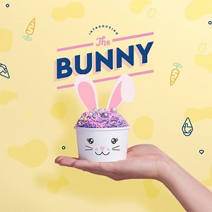 Did some-bunny say ice cream? 🐰 We’ve pulled out all the hops with our new, limited edition bunny range. A scoop of your favourite flavour in a fresh-baked waffle cone, sugar cone or cup, scattered with pearlescent pastel sprinkles and topped with a pair of enormous white choc bunny ears. It’s simply ear-resistible! Only available while stocks last, so jump on this quick! 🥕 | Baskin-Robbins