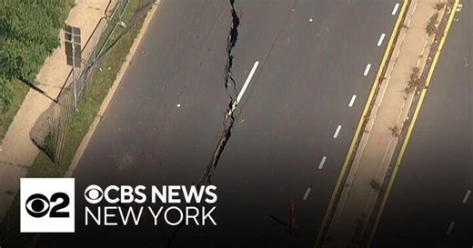 Mystery surrounds long crack in Woodbridge, N.J. road