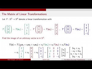 MATH 3191: Standard Matrix for a Linear Transformation