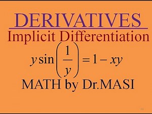 What is the Derivative y.sin(1/y)=1-xy, Implicit Differentiation, Calculus