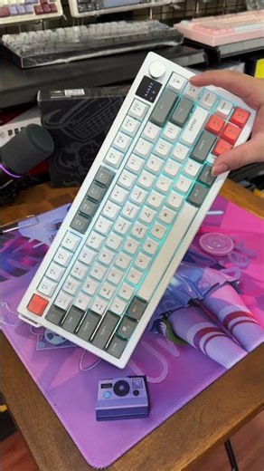 AJAZZ AF82 RGB Wireless + Bluetooth RGB Membrane Gaming Keyboard (Gray White)