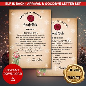 Editable Elf Return Arrival & Goodbye Letter Set (digital Download) - Etsy