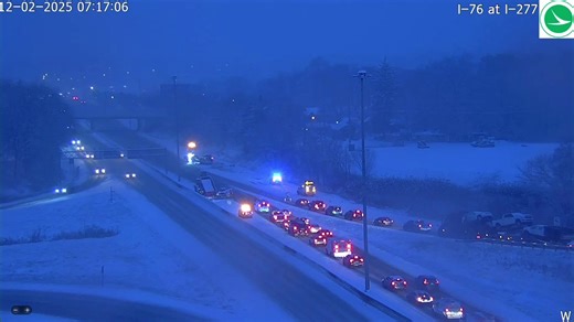 TRAFFIC ALERT: I-76 at I-277 temporarily blocked | LIVE LOOK: https://fox8.com/news/live-road-conditions-school-closings-and-more/ [📸: ODOT] | Fox 8 News