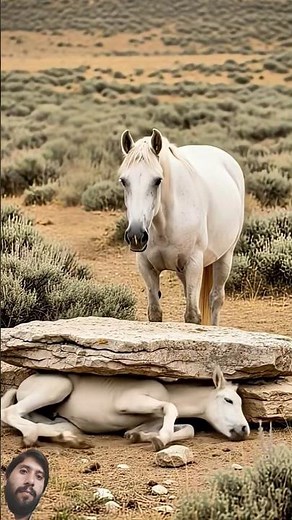Brave Mare and Kind Man Rescue Foal Trapped Under a Rock! #humanity #horse #pets