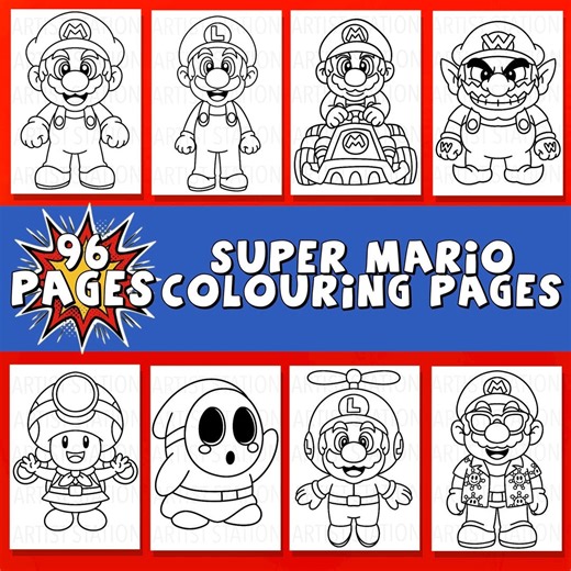 Super Mario Colouring Pages – 96 Hand-drawn Sheets (digital Download) - Etsy UK