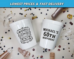 Vintage Birthday Cups, Aged to Perfection Birthday Party Cups, Custom Stadium Cups, Plastic Party Cups, 60th Birthday - Etsy