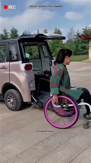 Unbelievable she drives with wheelchair shortsvideo 720P