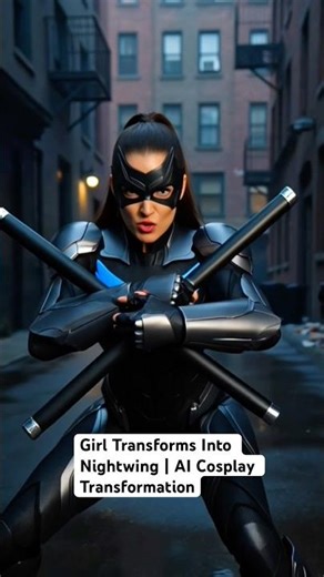 Girl Transforms Into Nightwing AI Cosplay Transformation #shorts #ai #transformation #nightwing