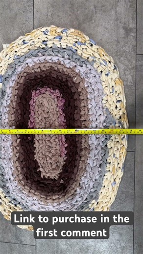 #crochet #diy #handmade Oval crocheted bathroom or kitchen Rag rug from repurposed bedding#recycled
