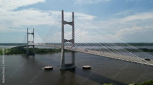 Flying over the Dames Point Bridge (Napoleon Bonaparte Broward Bridge) a cable-stayed bridge over the St. Johns River in Jacksonville, Florida