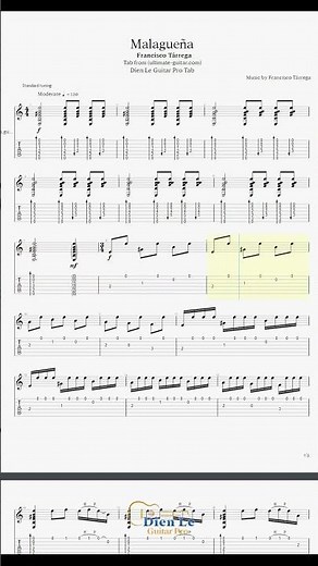 Malagueña (Francisco Tárrega) for Classical Guitar