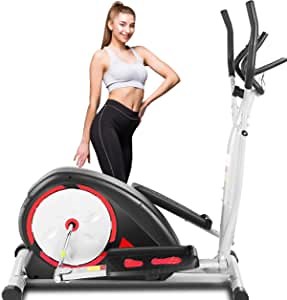 ANCHEER Elliptical Machine, Eliptical Exercise Machines with Pulse Rate Grips and LCD Monitor, 8 Resistance Levels Smooth Quiet Driven Exercise Equipment for Home Workouts Gym Office