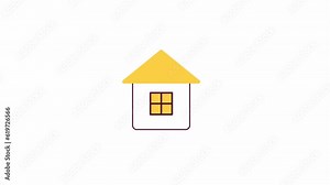 New home for sale 2D object animation. Residential real estate flat cartoon 4K video, transparent alpha channel. Property purchasing. Cottage. Suburban apartment animated icon on white background