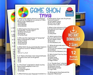 Game Show Trivia Game, TV Quiz Shows, Printable Game Show Quiz Game for Kids & Adults,family Game Night, Office Party Fun,senior Center Quiz - Etsy