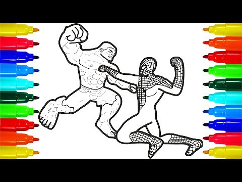 Spiderman Hulk battle Coloring pages