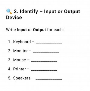 Identify whether each of the following devices is an input or o... | Filo
