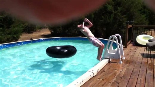 Daring Backflip Off Pool Ladder Success