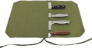 HERSENT Chef's Knife Roll Bag,Portable Travel Chef Knife Case Knife Bag Carrier Storage Bag with 4 Slots Best Gift for Pro Chef or Culinary Enthusiasts Men Women