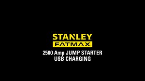 Stanley FatMax 2500A, Lithium Jump Starter With 60W USB Type C-PD, 25W USB Type C-PD and 15W USB Type - A, Includes clamps