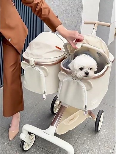 Two-Seater Cat Stroller For 2 Cats | Mewcats Twin Pet Wheel Pram Full Product Display