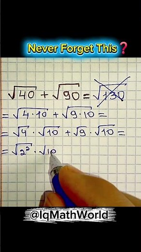 Stop Doing This! ❌ How to Properly Add Square Roots ​#squareroots #maths #mathstricks #iqmathworld