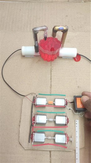 water pump powering with use 6 DC motor rack and gear_Dc Motor #dc #dcmotor #science