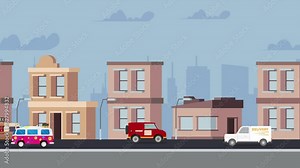 Animated cartoon design of traffic on the highway with moving cars