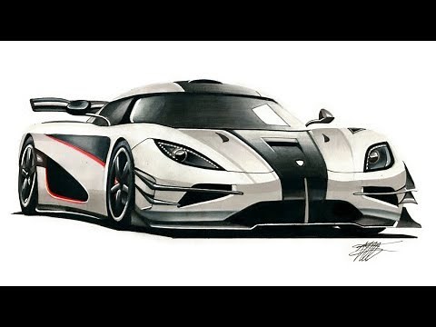 Realistic Car Drawing - Koenigsegg One:1 - Time Lapse