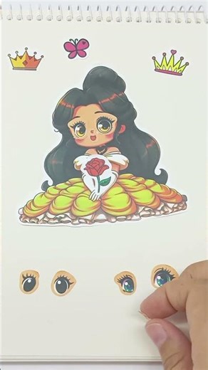 DIY Paper Doll Makeover: Belle Edition! 🌹✨​ #youtubeshorts #stickers