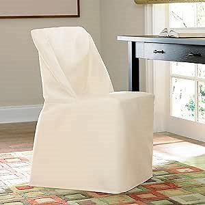 SureFit Cotton Duck Fabric Folding Chair Slipcover, Natural