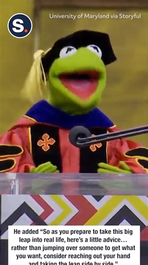 Kermit the Frog gives some motivating words of encourgament to young college graduates. | storyful