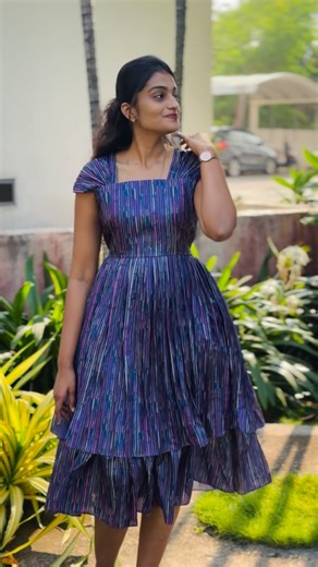 Layana by Threaded Tales on Instagram: "Printed striped silk dress ❤️🌟 Product description: •Fabric - manipuri silk •top length - 46 ( customisable) •Model is 5.8 and wearing small •With full lining •Wash care - mild hand wash / dry wash Dm us to place your orders !! “Colour may slightly vary due to lighting and phone displays” Dresses , cotton dresses , kurtis , online shopping , co ords , premium quality , hand made , customisable, comfy #threadedtales #dresses #summerdresses #onlineshopping 