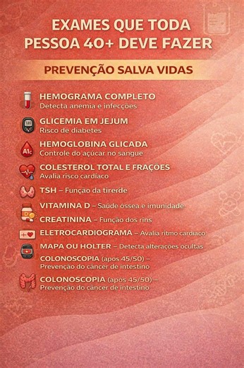 40+? SE VOCÊ NÃO FAZ ESSES EXAMES, ESTÁ CORRENDO RISCO! ⚠️