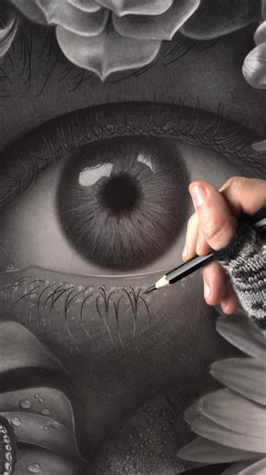 Emma Towers-Evans on Instagram: "It’s getting close now… I can’t wait to share the finished drawing with you… it has so much going on!!! • If you love drawing and would like to learn to draw like this, I have a drawing school! I’ve taught artists around the world how to create their own hyperrealistic drawings. Check out the link in my bio to find out more. • #draw #howtodraw #learntodraw #hyperrealism #eye"