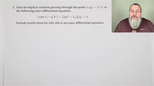 Solutions to practice exam 1 (Diff Eq.; Spring 2026)