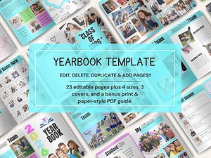 Full Yearbook Canva Template for Schools, Editable Senior Yearbook Layout, High School Memory Scrap Book (36 Pages) - Etsy