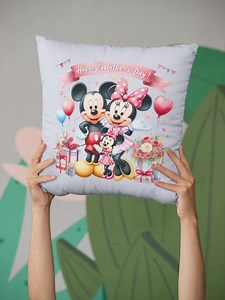 Oreiller carré en polyester filé « BONNE FÊTE DES MÈRES ! Famille de souris de style dessin animé recto-verso 4 tailles - Etsy France