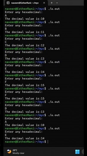 C Program to Convert Hexadecimal to Decimal | Easy Input Method Explained 🔥 #1printf #shorts