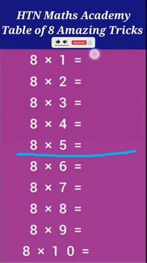 Table of 8 Amazing Tricks #education #maths #multiplication #tabletrick #shorts