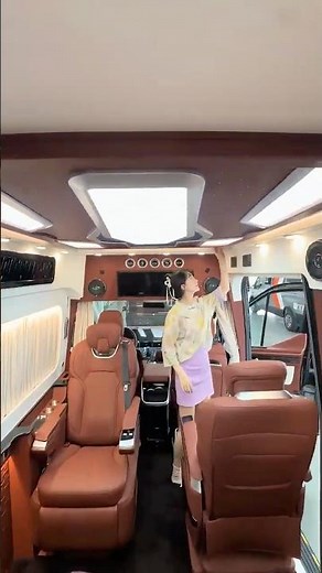 Rear kitchen and bathroom, perfect for business and travel, luxurious interior #motorhome #vanlife