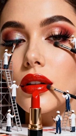 “Tiny Workers Building the Perfect Makeup Look!”#shots #makeup #miniature