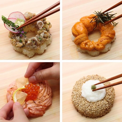 78K views · 205 reactions | How to make fresh Japanese inspired sushi at home  These are honestly works of art. https://tasty.co/recipe/flower-sushi-roll https://tasty.co/recipe/california-roll https://tasty.co/recipe/easy-mosaic-sushi https://tasty.co/recipe/veggie-sushi-4-ways https://tasty.co/recipe/rainbow-veggie-roll https://tasty.co/recipe/spicy-tuna-roll https://tasty.co/recipe/fresh-fruit-sushi https://tasty.co/recipe/sushi-donuts-4-ways | BuzzFeed Video | Facebook