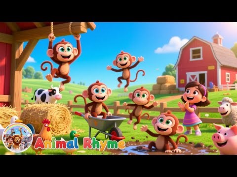 Five Little Monkeys on the Farm | Bella’s Fun Farm Counting & Playing Song