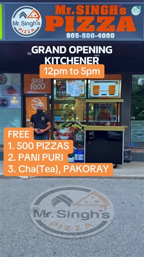 📣 GRAND OPENING ANNOUNCEMENT – MR. SINGH’S PIZZA, KITCHENER 🍕 We are thrilled to announce the official Grand Opening of our newest location in Kitchener! 📍 Location: 1401 River Rd E, Kitchener, ON 📅 Date: Sunday, July 13, 2025 🕛 Time: 12 PM – 5 PM 🎉 500 FREE PIZZAS for the first 500 customers! Come experience Canada’s only 100% vegetarian pizza brand, proudly offering vegan and plant-based options. Let’s celebrate this special day together with delicious food, community vibes, and unforget